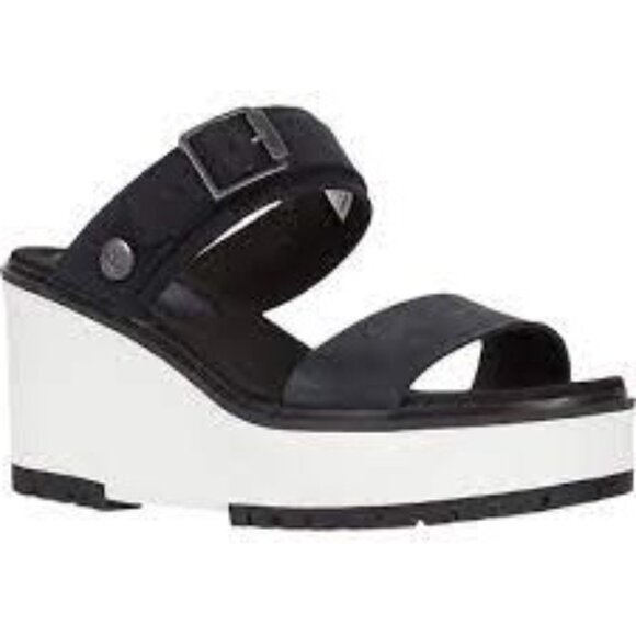 Timberland Wedge Sandals Slides Leather Sz 40 NWOB - Picture 2 of 12